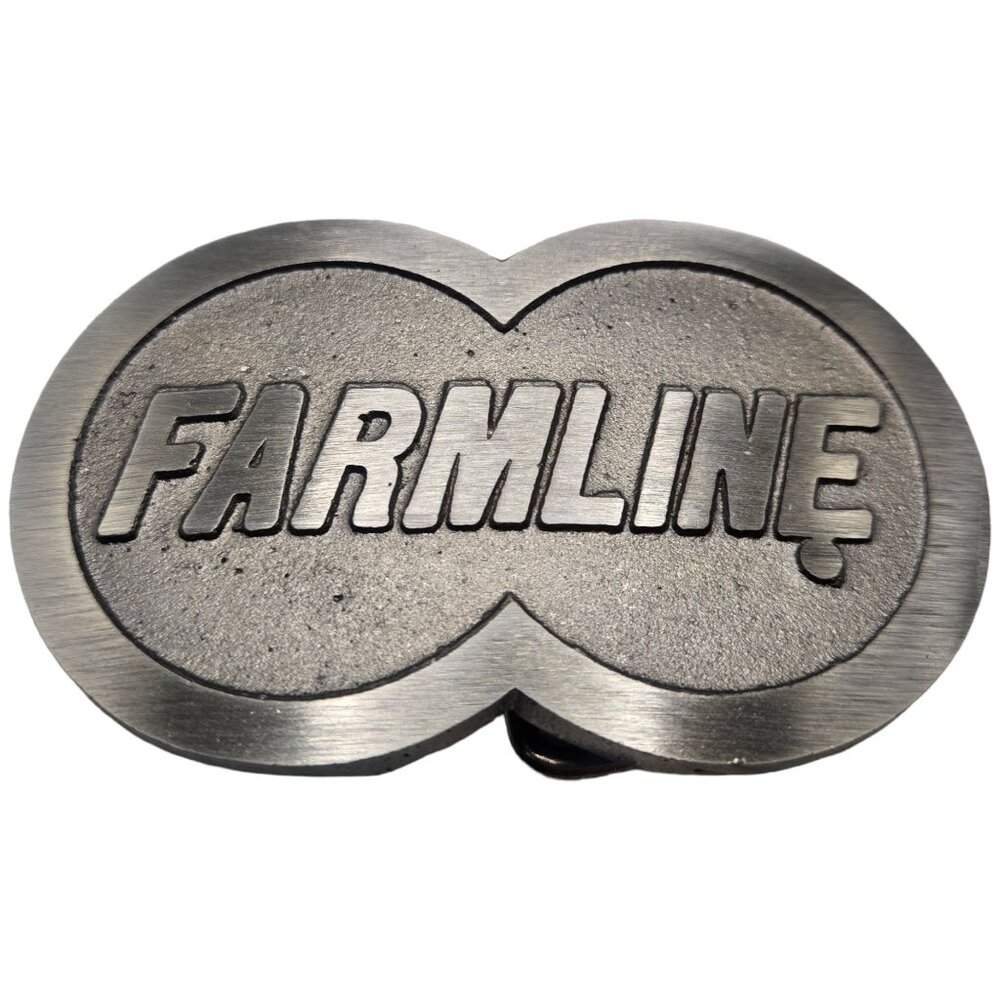 1980s Farmline Belt Buckle Vintage Farm Line Advertising Cowboy Farmer
